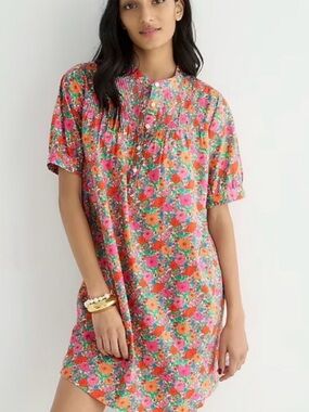 J. Crew Short Sleeve Mini Shirt Dress in Liberty Meadow Song Fabric - Size M